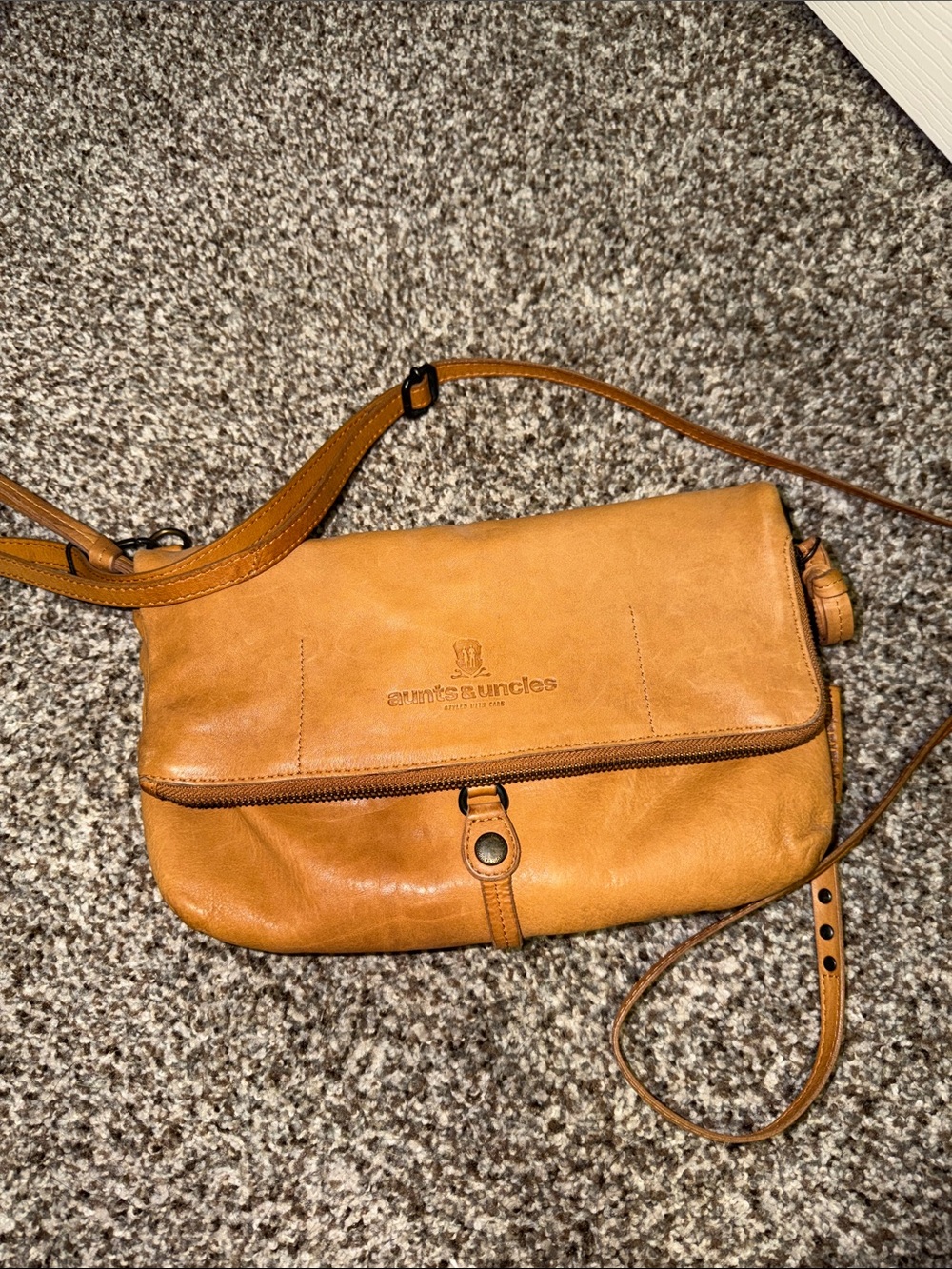 Aunts & Uncles Tan Leather Crossbody Bag